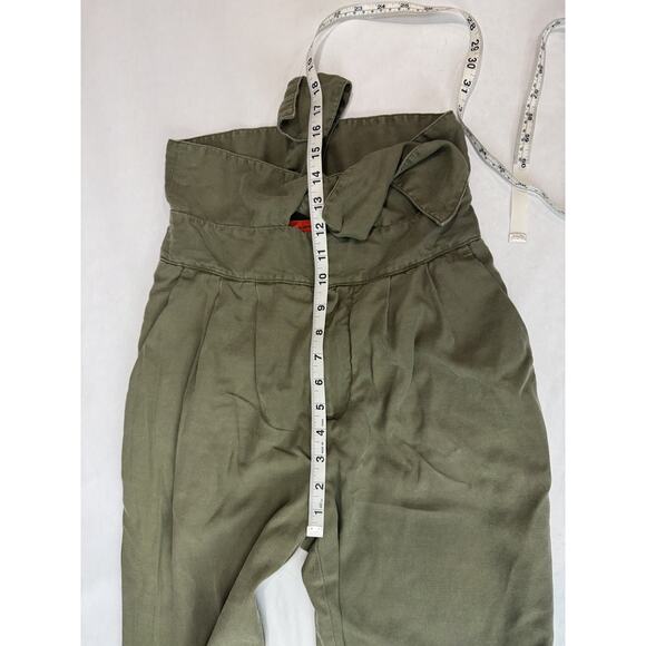 Goblincore Grunge Cartonnier Kingsley Belted Pants Army Green Boho Women Size 2 - Picture 7 of 9